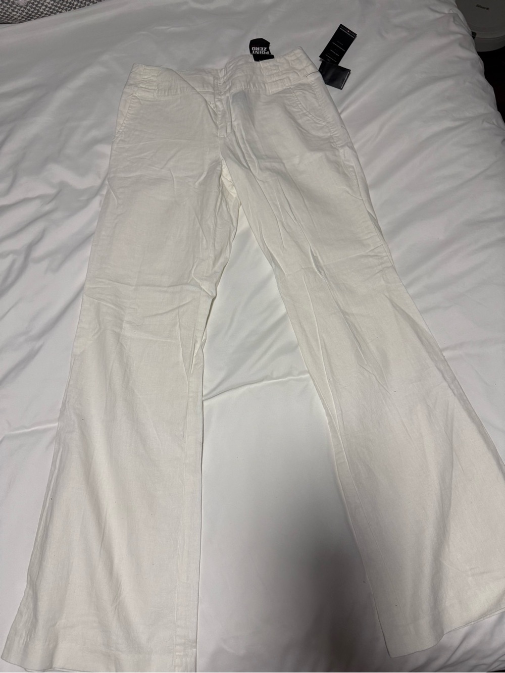 Point Zero Women’s White Linen-Blend Pants — Classic Straight Fit